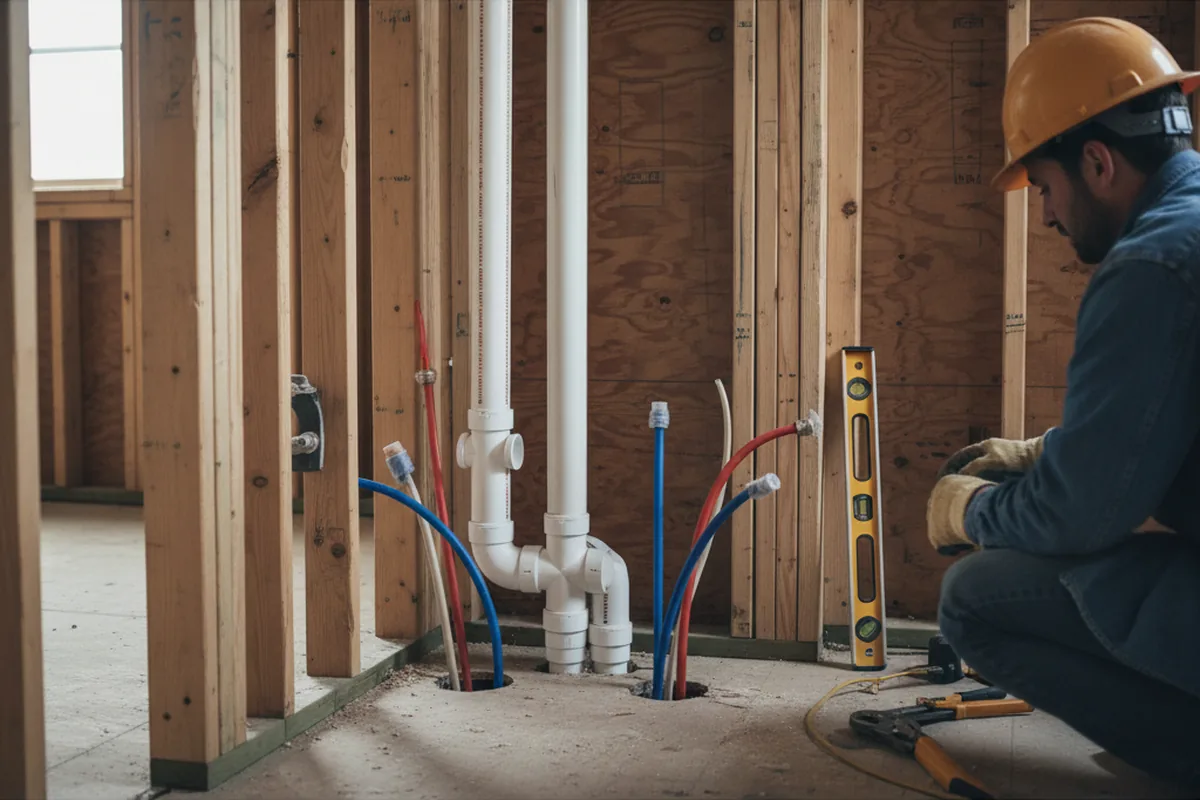 Drain and supply rough-in during Toilet Repair and Installation in Adell