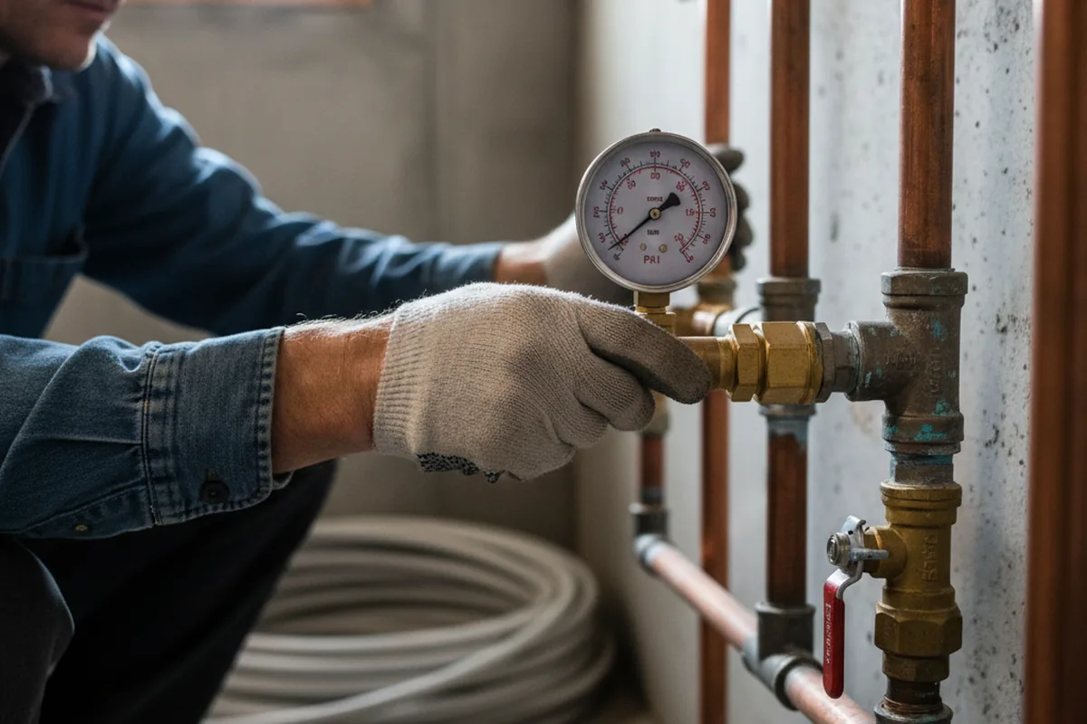 Pressure testing a repaired line during Water Line Repair in Adell